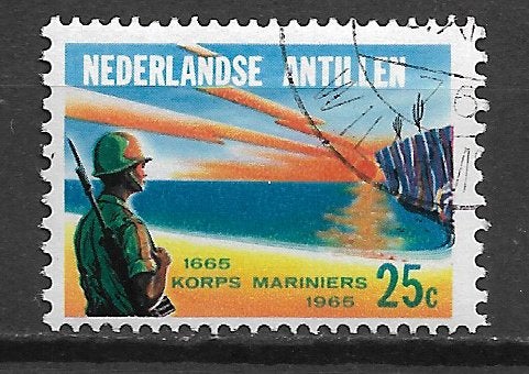 Nederlandse Antillen 1965 300jr Korps Mariniers, Postzegels en Munten, Ophalen of Verzenden, Gestempeld