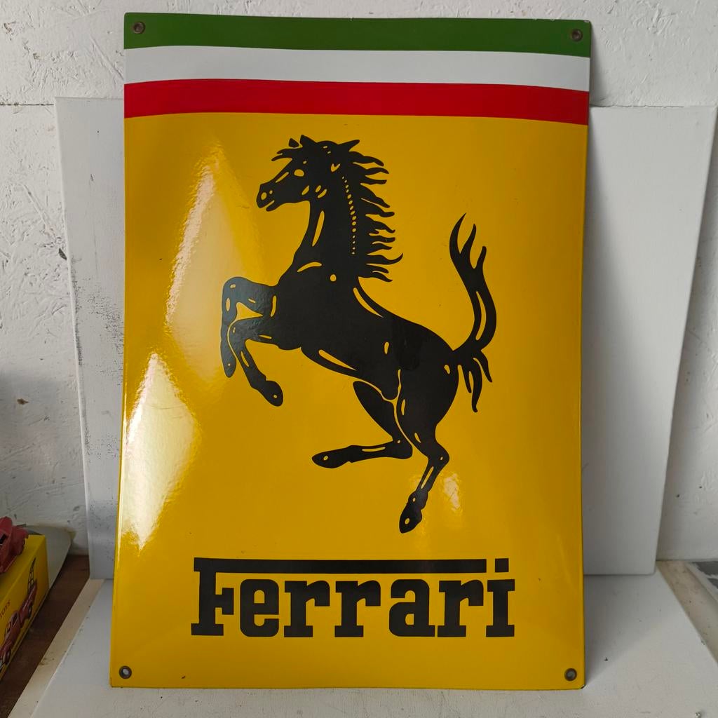 Ferrari emaille bord gebold, Ophalen of Verzenden, Reclamebord