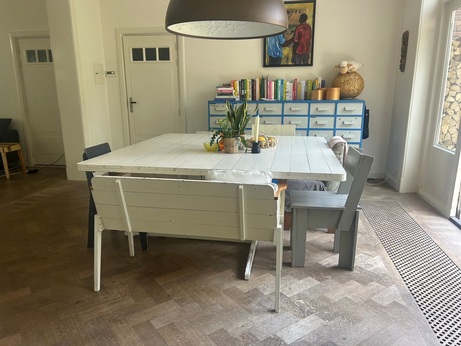 Custom made eettafel set Piet Hein Eek, Ophalen, Gebruikt, 150 tot 200 cm, Piet Hein Eek