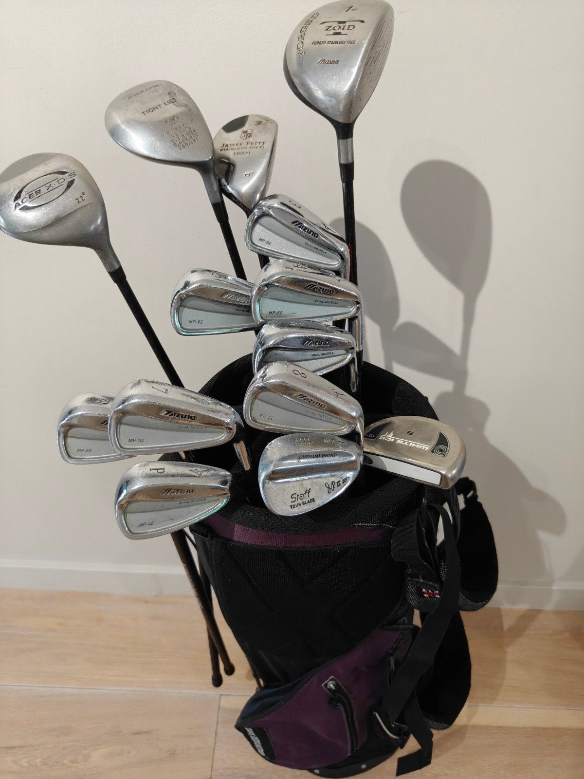 Complete golfset Mizuno heren R.h. in sun maintain standbag, Sport en Fitness, Golf, Ophalen of Verzenden, Gebruikt, Set, Mizuno