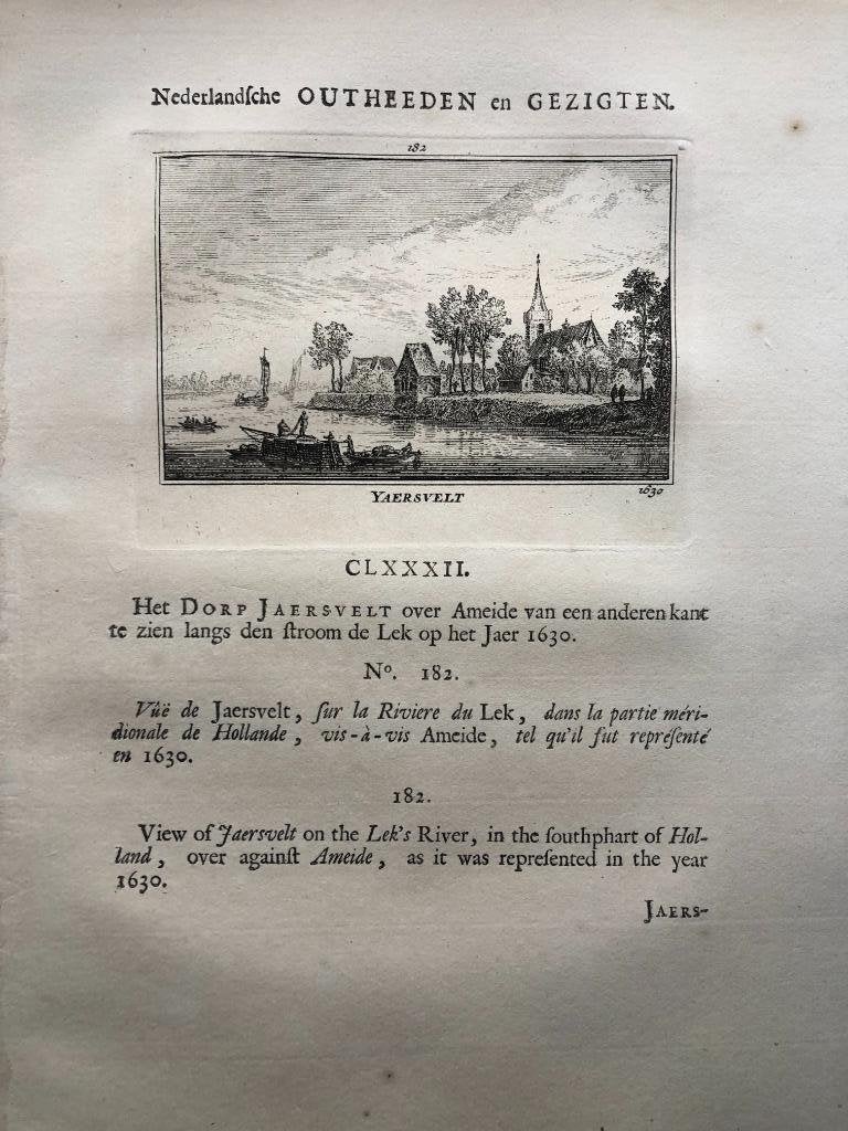 182 / Jaarsveld Yaersvelt Kopergravure 1732, Ophalen of Verzenden