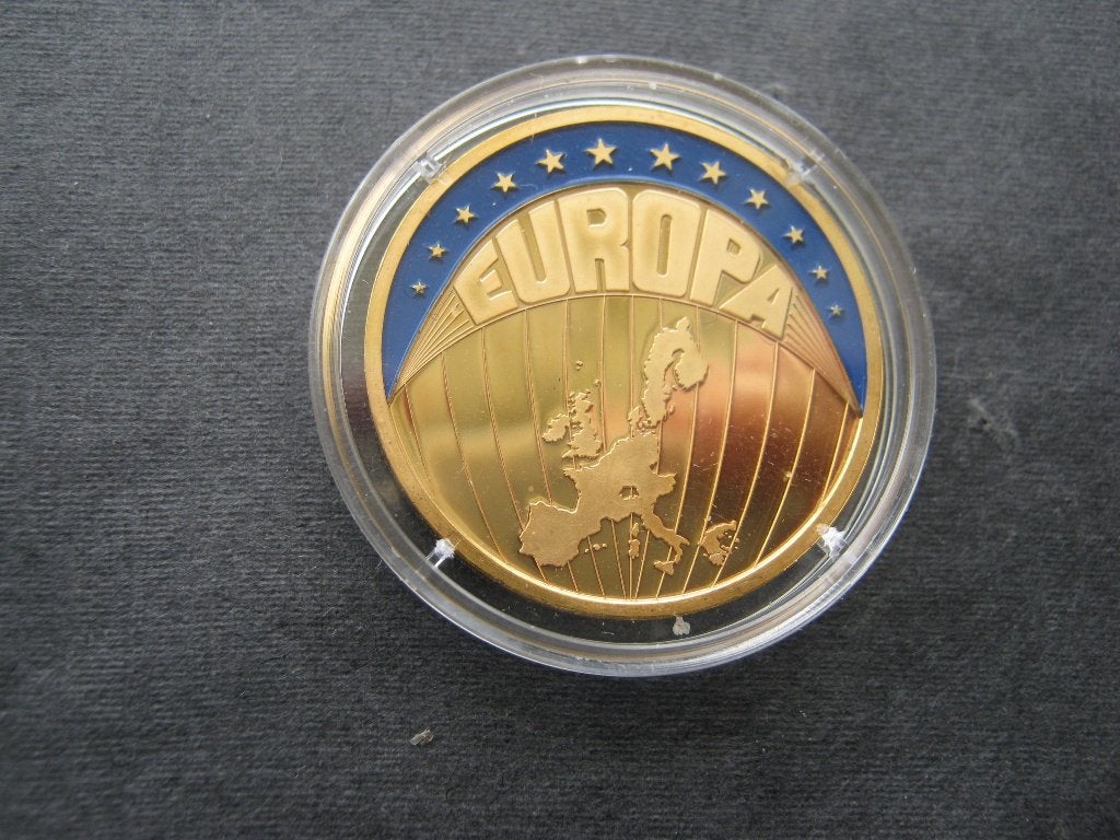 Penning Munt Europa  ECU in houder., Postzegels en Munten, Verzenden, Overige materialen