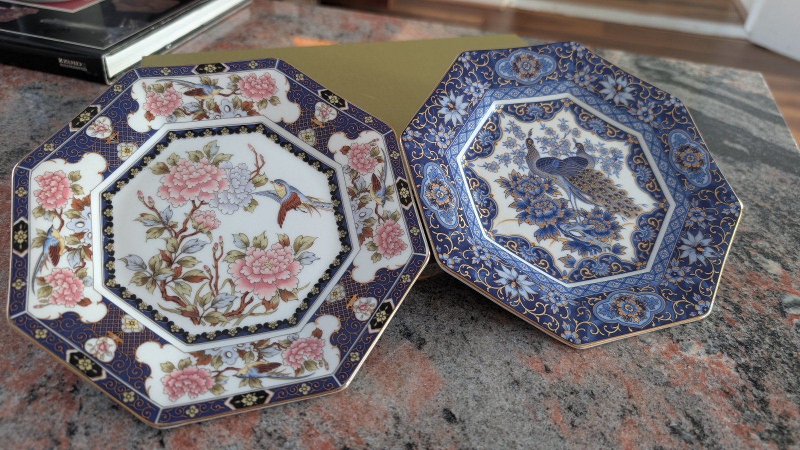 Japanse imari porseleinen sier bordjes octagonaal, Ophalen of Verzenden
