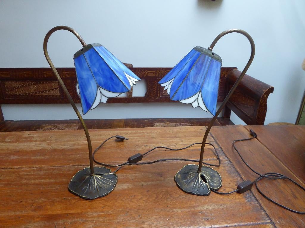 2 art deco stijl Tiffany lampjes, Antiek en Kunst, Ophalen of Verzenden