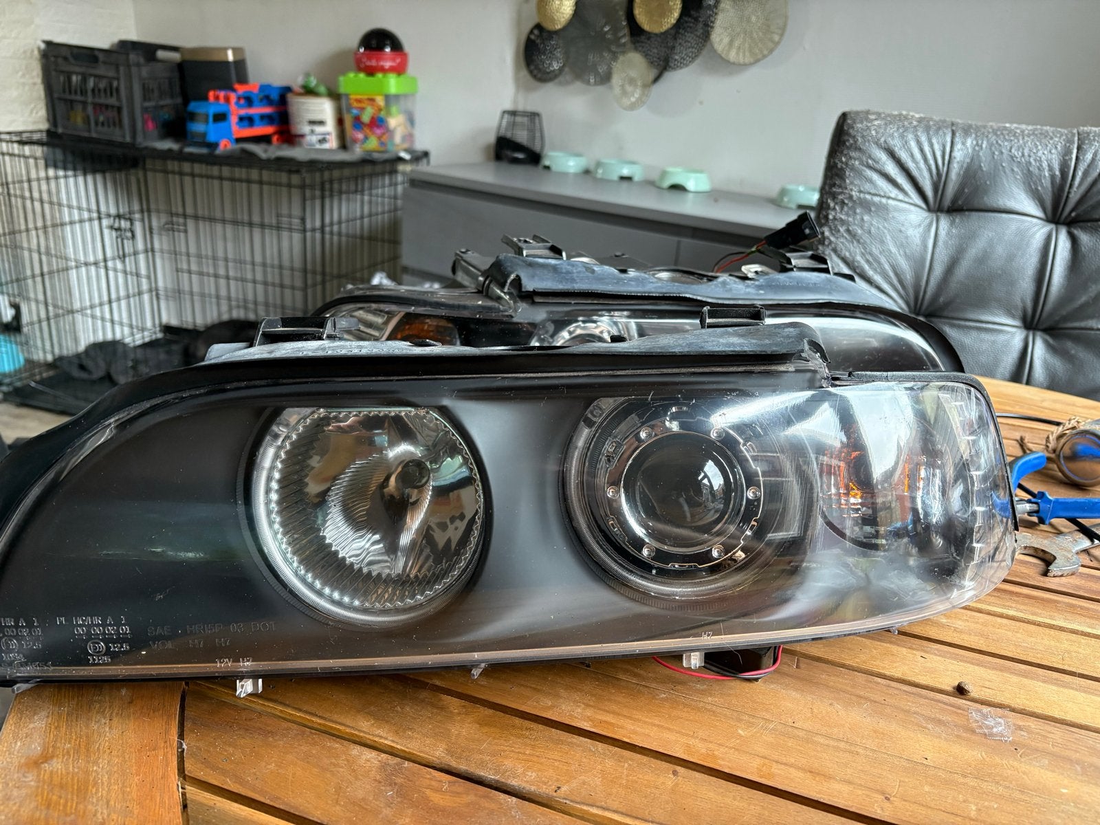 BMW E39 Koplampen met Angel Eyes (geen Xenon), Ophalen of Verzenden, Gebruikt, BMW