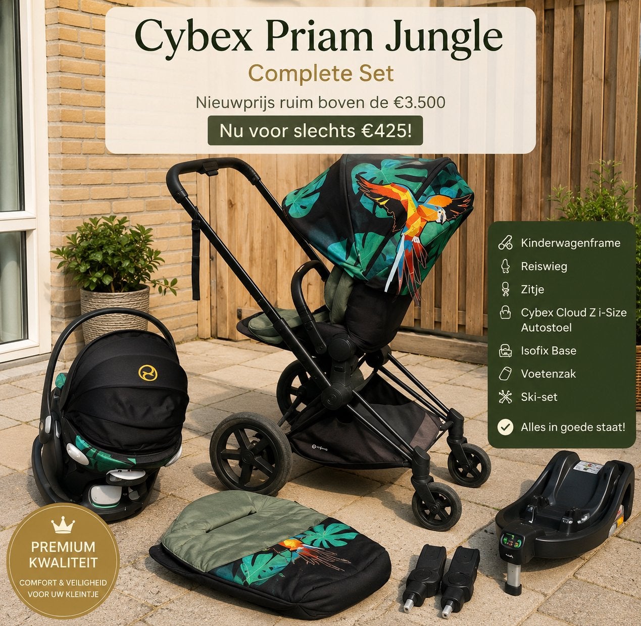 Cybex Priam Jungle | Complete Set + Cloud Z, Overige merken, Gebruikt, Ophalen of Verzenden, Combiwagen