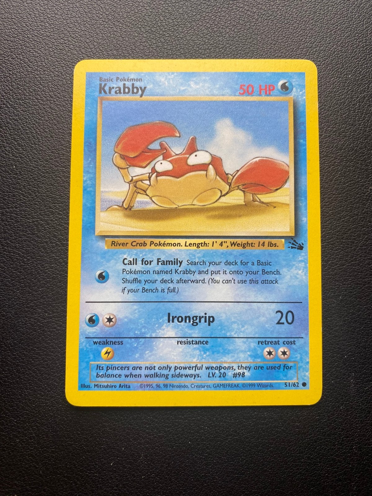 Krabby - Fossil - 51/62 - Pokemon kaart, Ophalen of Verzenden, Gebruikt