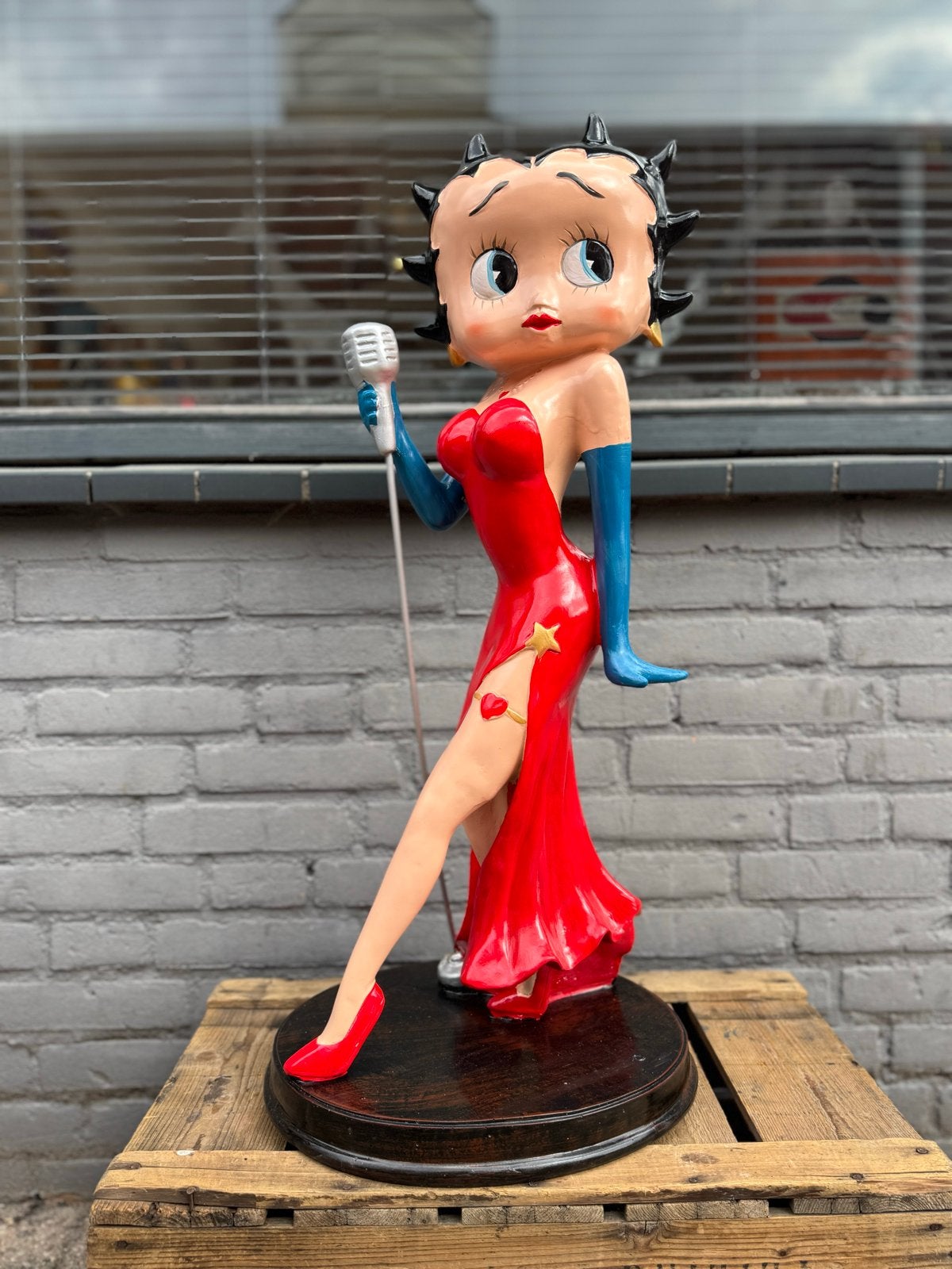 Grote Betty Boop Beeld - Zangeres in Rode Jurk, Ophalen, Zo goed als nieuw, Mens