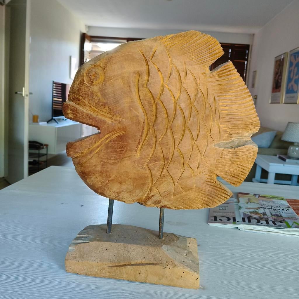 Vis/ houten sculptuur, Ophalen of Verzenden, Nieuw, Hout, Decoratieobject