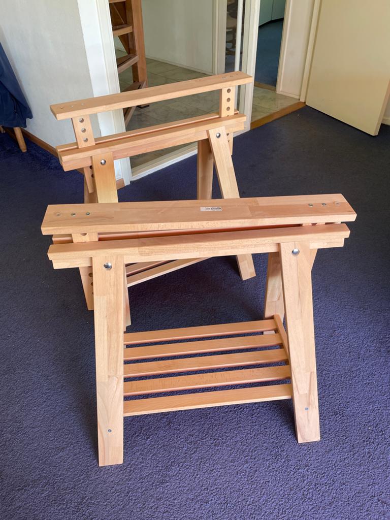 Verstelbare houten schragen (2 stuks), Ophalen of Verzenden, Zo goed als nieuw