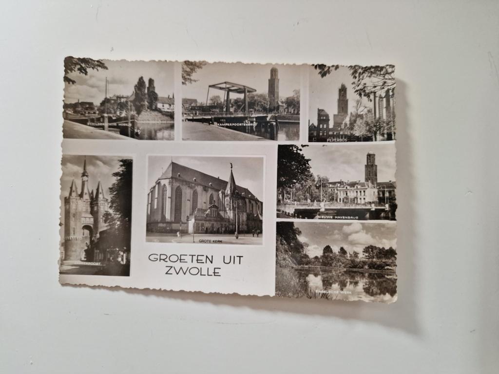 Oude ansichtkaart: Groeten uit Zwolle (Gelopen), Ophalen of Verzenden, 1940 tot 1960, Gelopen, Overijssel