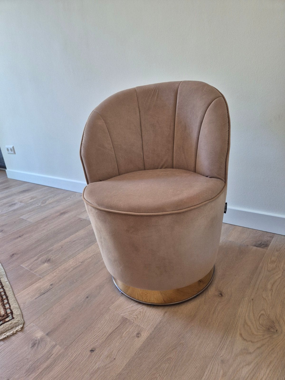 Beige velours kinderfauteuiltje, merk Beliani, Huis en Inrichting, Ophalen, Overige kleuren, Nieuw, Eén