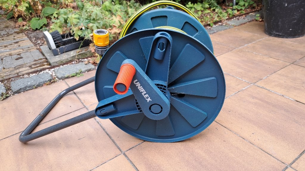 Uniflex tuinslanghaspel met slang, Tuin en Terras, Tuinslangen, Ophalen, Zo goed als nieuw, Tuinslanghaspel