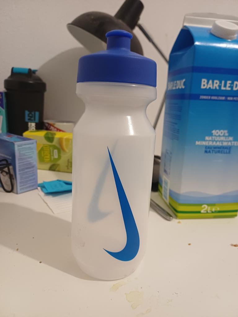 Nike bidon - Wit met blauw logo en dop, Ophalen of Verzenden, Nieuw