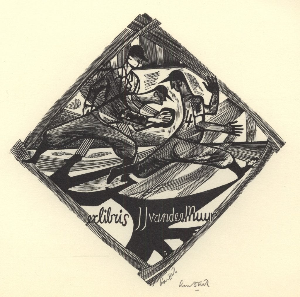 0749 Ex Libris Nederland : Lou Strik, 1957, Antiek en Kunst, Verzenden, Ex libris