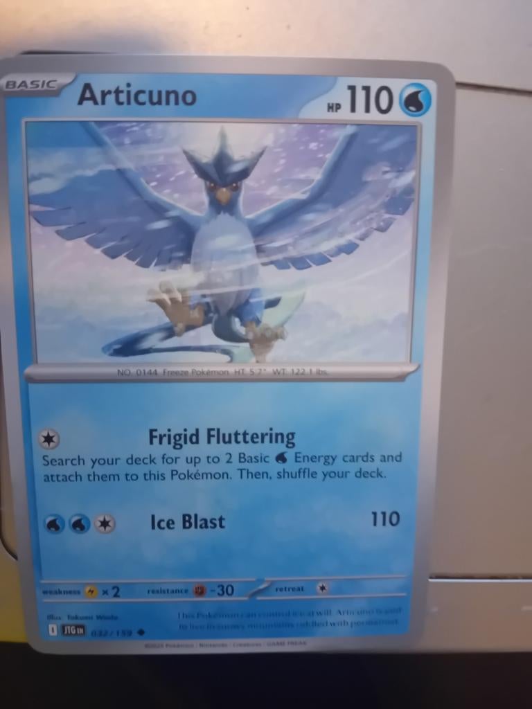 Pokémon Kaart Articuno (Basis, HP 110), Ophalen of Verzenden, Zo goed als nieuw, Losse kaart, Foil