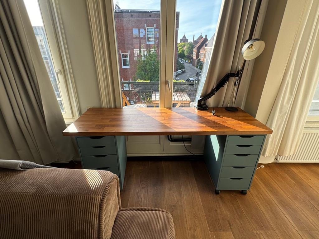 Desk with drawers - IKEA Karlby & Alex combination, Huis en Inrichting, Gebruikt, Bruin, Ophalen of Verzenden, Computerbureau