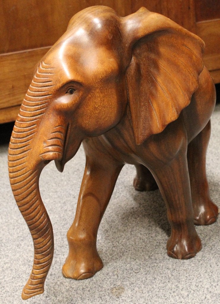 Prachtig handgesneden houten olifant beeld, Verzenden, Zoogdier, 20 - 50 cm, Hout