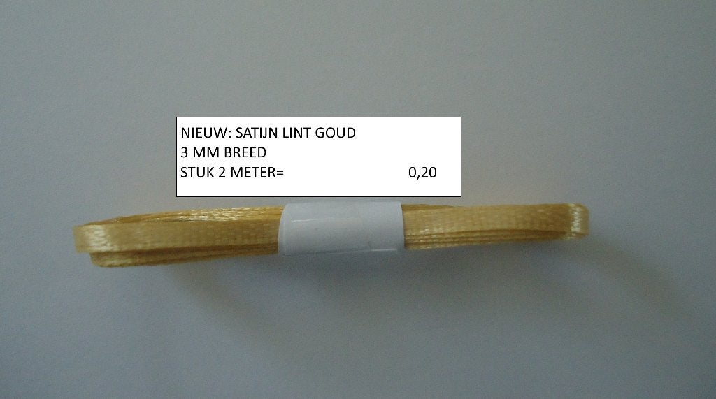 satijn lint 3mm goud - stuk 2 meter ( alleen verzenden, Ophalen, Nieuw, Overige thema's, Overige typen