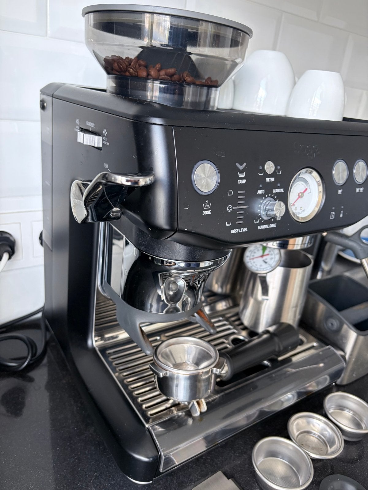 Sage Espresso Express Impress Espressomachine, Ophalen, Afneembaar waterreservoir, Gebruikt, Espresso apparaat