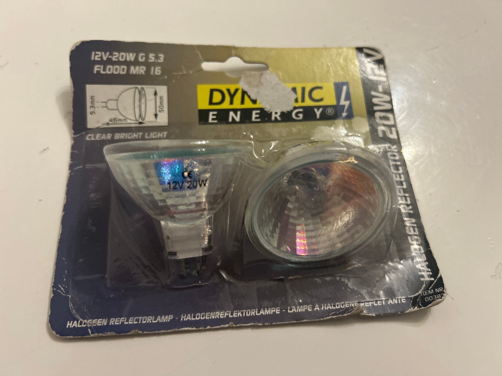 Halogeen Reflectorlamp 12V-20W G 5.3 Flood MR 16, Nieuw, GU5.3, Ophalen of Verzenden, Overige merken