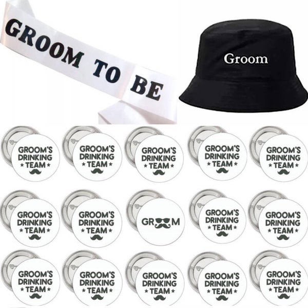 Vrijgezellenfeest set Groom en Groom’s Drinking Crew, Kleding | Heren, Trouwkleding en Trouwaccessoires, Zwart, Nieuw, Ophalen of Verzenden