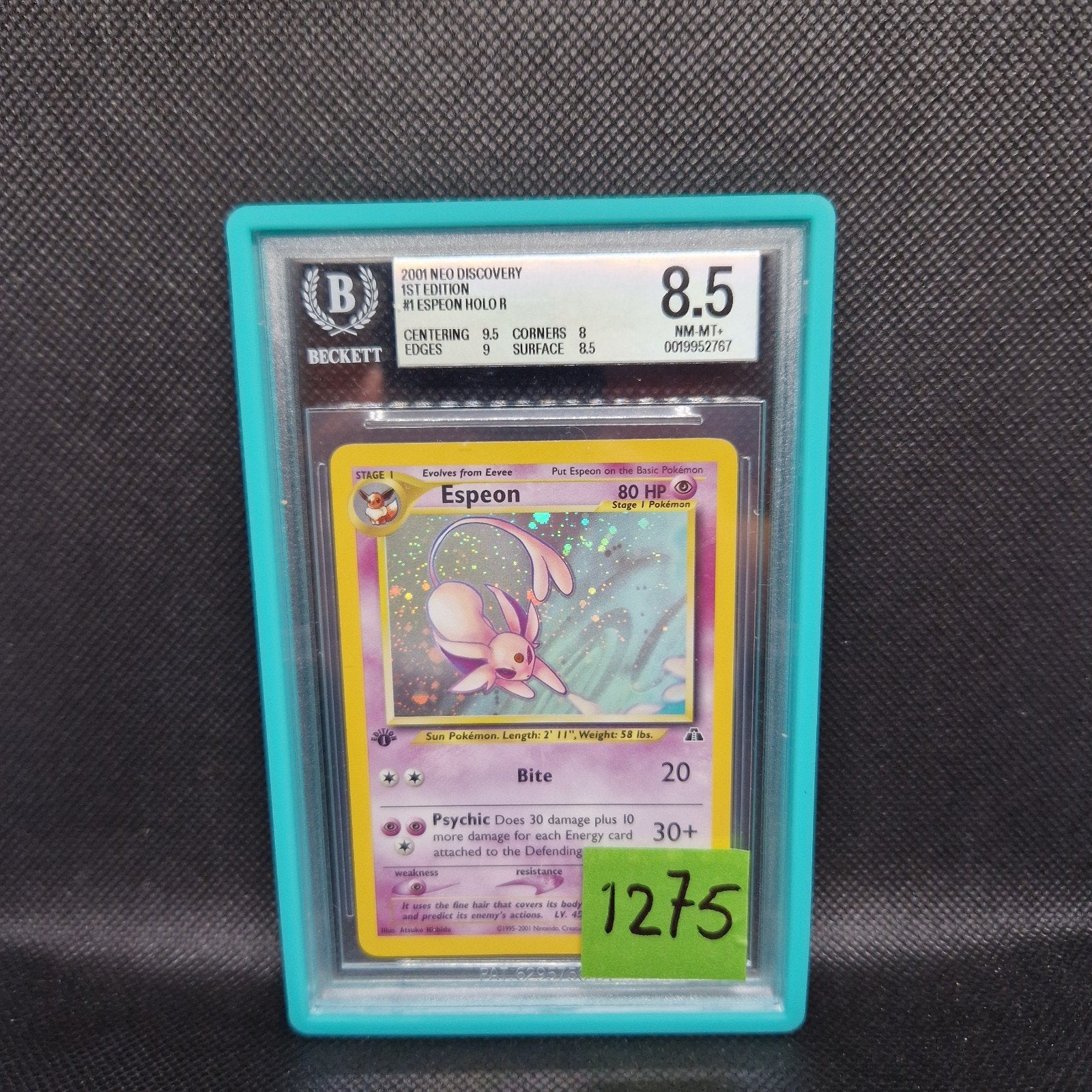 Espeon Holo 1st Edition Neo Discovery BGS 8.5, Hobby en Vrije tijd, Verzamelkaartspellen | Pokémon, Ophalen of Verzenden, Zo goed als nieuw