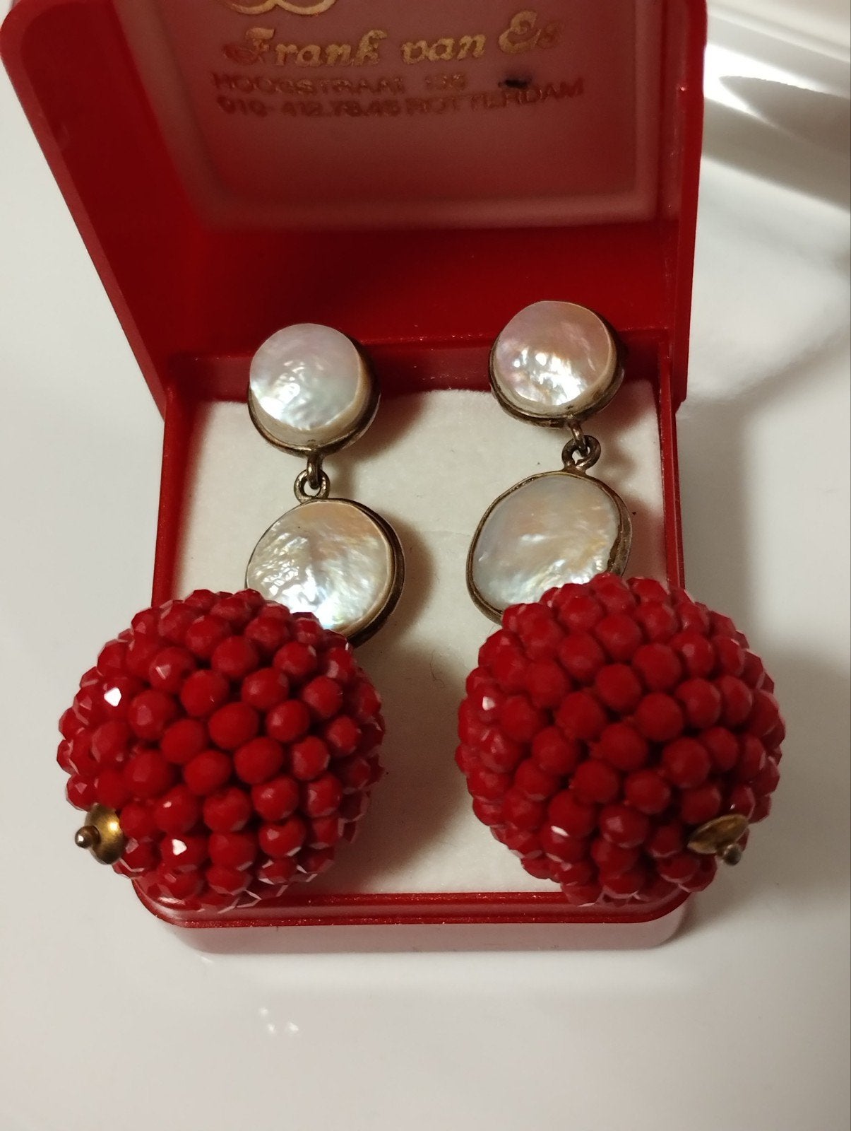 Vintage jaren zestig zilver met parelmoer steek oorbellen, Ophalen of Verzenden