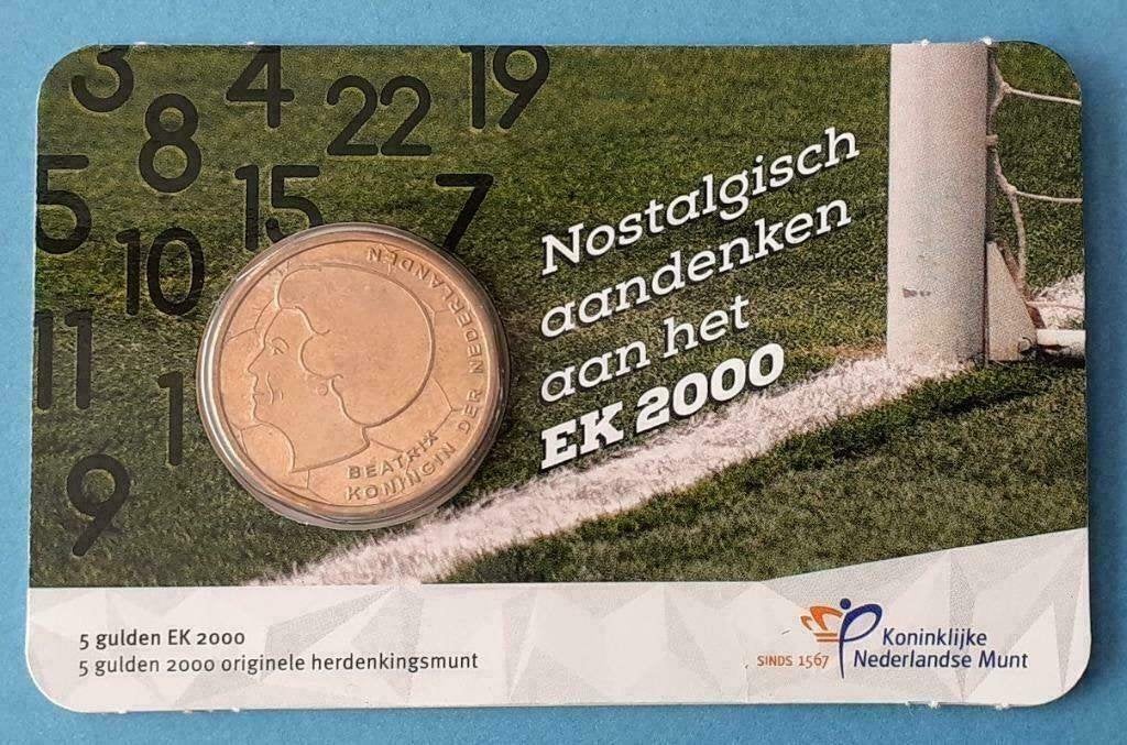 Officiële 5 gulden herdenkingsmunt van het EK uit 2000, Verzenden, Koningin Beatrix, 5 gulden, Setje