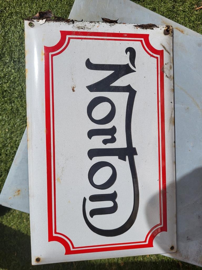 Vintage Norton reclame bord, Ophalen of Verzenden