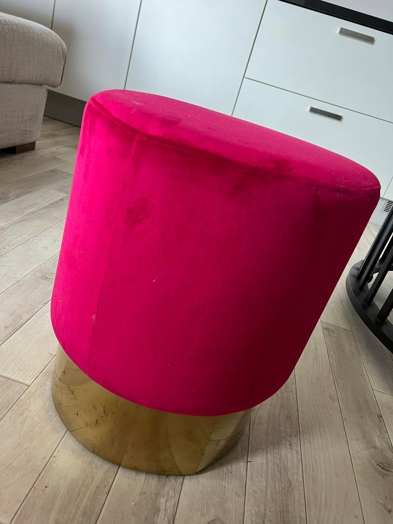 Poef roze goud, Huis en Inrichting, Banken | Voetenbanken en Poefen, Ophalen, Minder dan 50 cm, Gebruikt, Rond