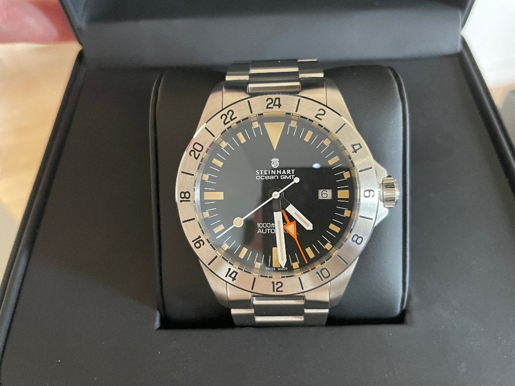 Steinhart Ocean One Vintage GMT 42 mm – Nagenoeg nieuw, Sieraden, Tassen en Uiterlijk, Horloges | Heren, Staal, Staal, Polshorloge