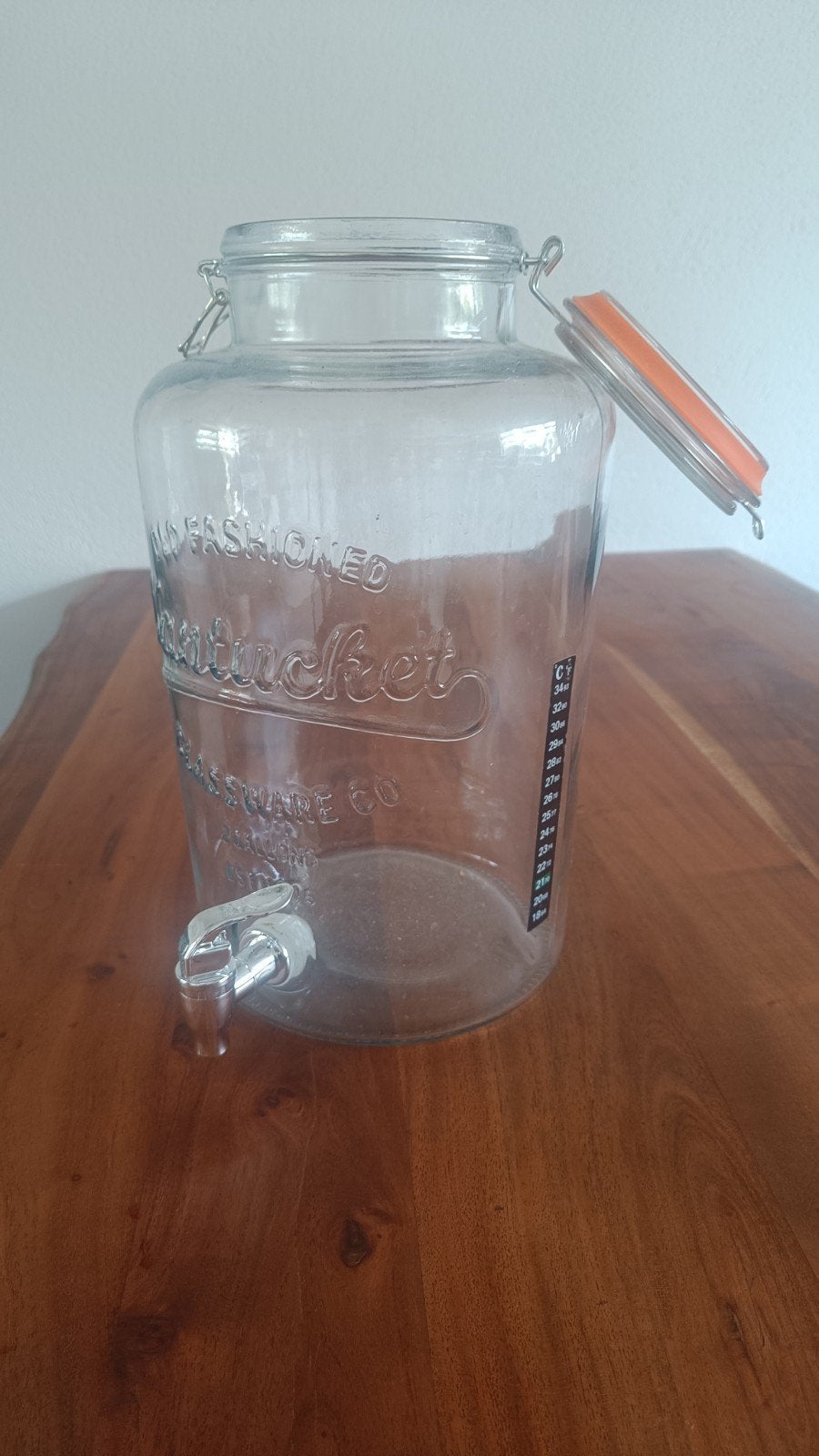 Glazen drankdispenser met tapkraan - 8 liter, Ophalen, Zo goed als nieuw, Overige merken, Glas