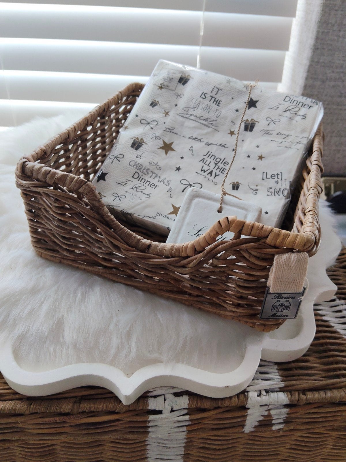Riviera Maison napkin holder + servetten., Huis en Inrichting, Ophalen of Verzenden, Zo goed als nieuw