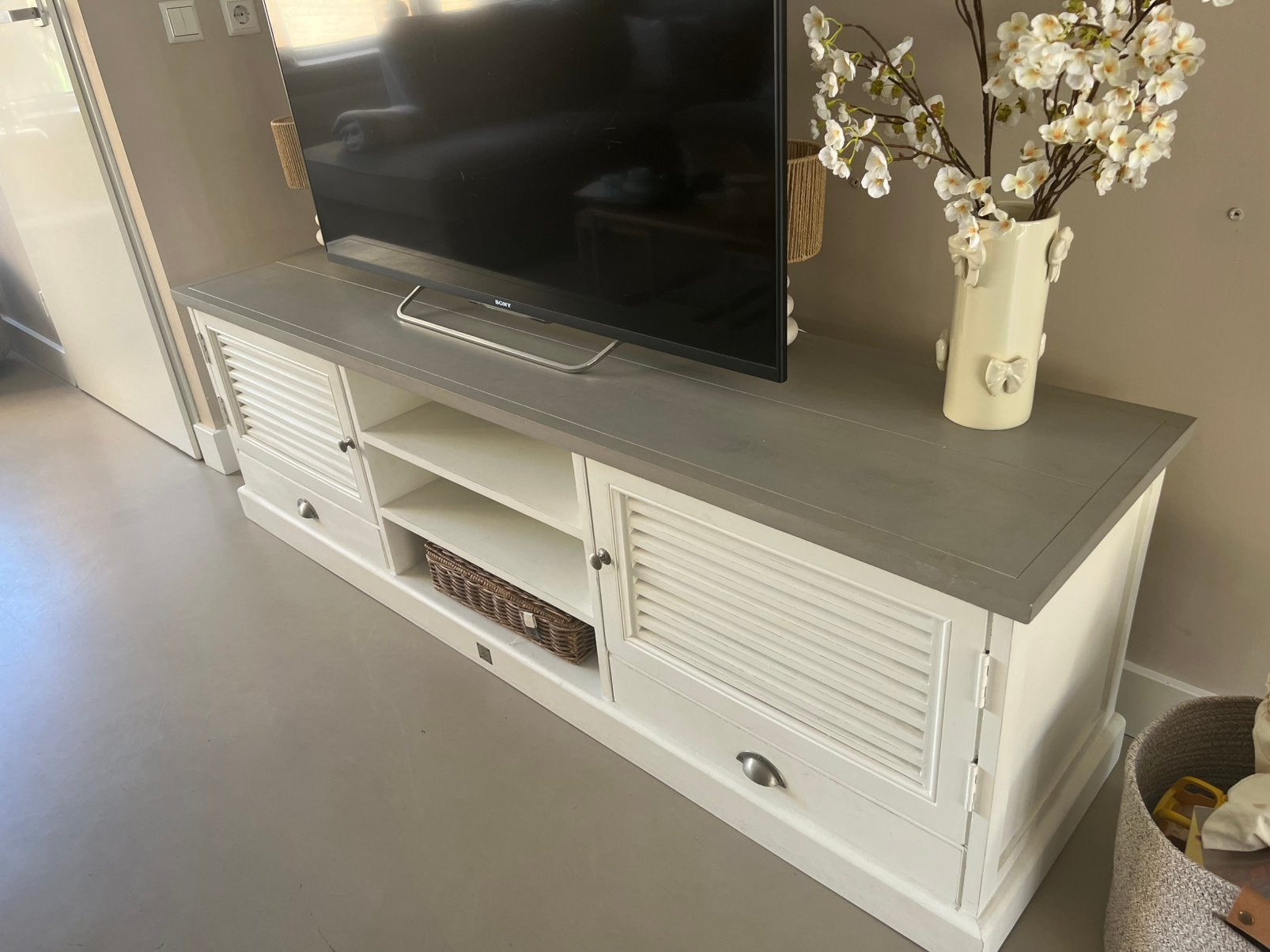 Mooi riviera maison tv meubel, Ophalen, 100 tot 150 cm, 150 tot 200 cm, Zo goed als nieuw
