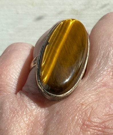925 nieuwe zilveren ring tijgeroog, Sieraden, Tassen en Uiterlijk, Bruin, 19 tot 20, Nieuw, Ophalen of Verzenden