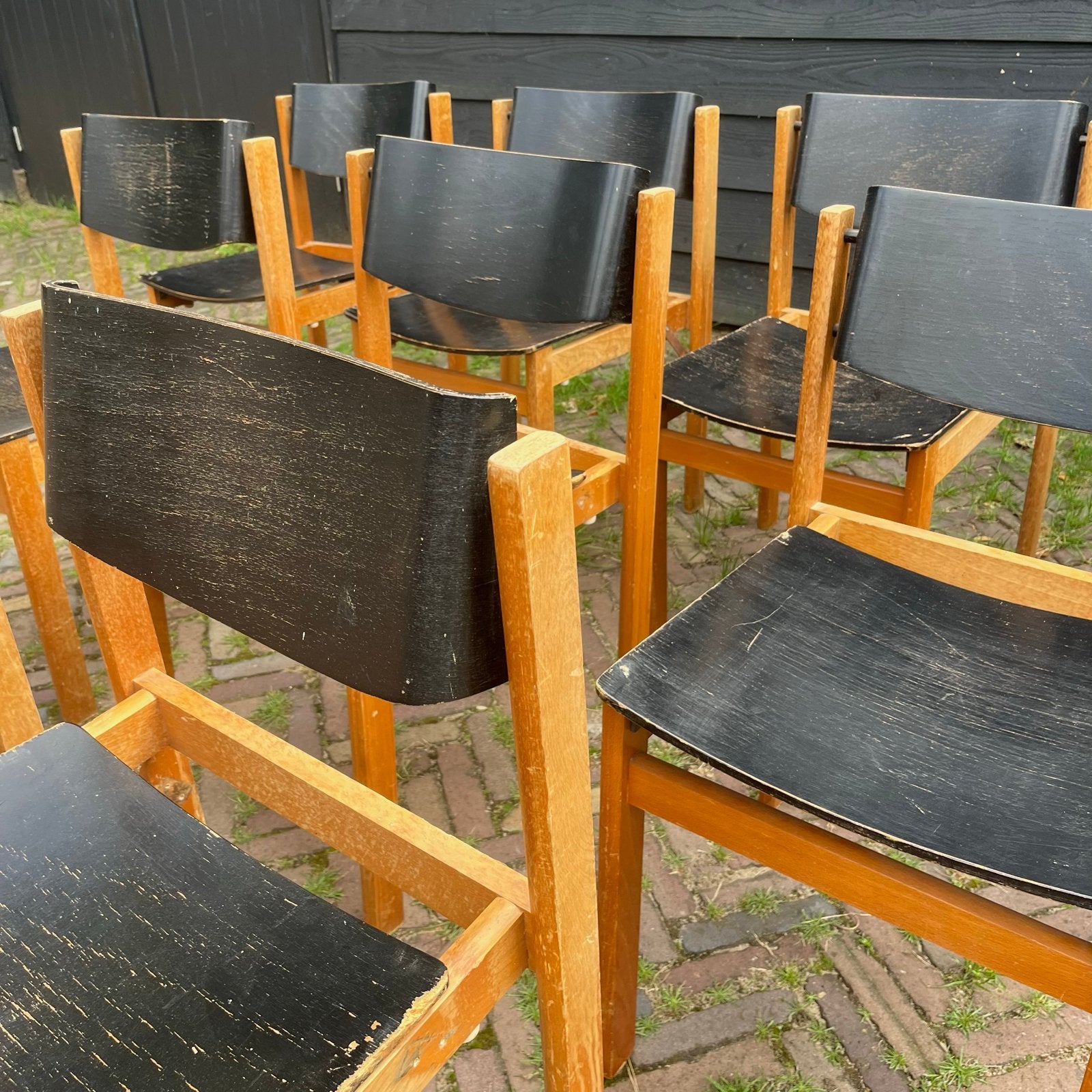 Vintage brutalist stoelen uit de jaren 70- Kusch + co, Huis en Inrichting, Stoelen, Ophalen, Gebruikt, Zwart, Vijf, Zes of meer stoelen