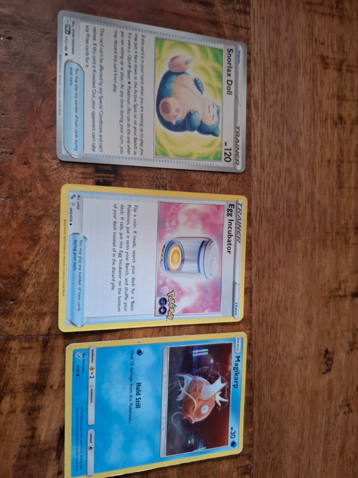 Pokémon kaarten: Snorlax Doll, Egg Incubator, Magikarp, Ophalen of Verzenden, Gebruikt, Meerdere kaarten