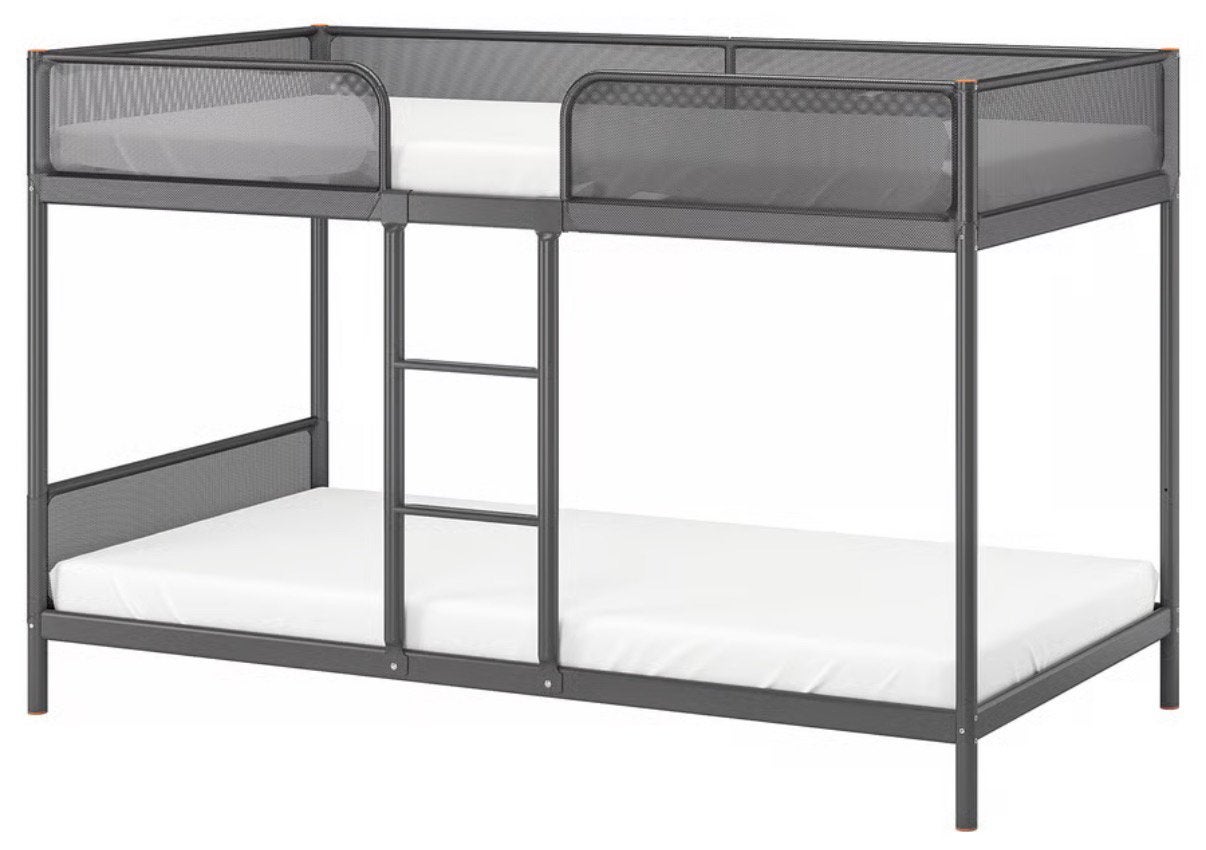 TUFFING Frame stapelbed, donkergrijs, 90x200 cm, Ophalen, 90 cm, 160 tot 180 cm, Tweepersoons