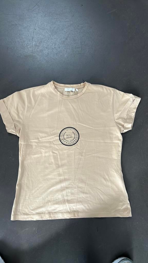 T shirt met opdruk maat S., Kleding | Heren, T-shirts, Ophalen of Verzenden, Zo goed als nieuw, Beige