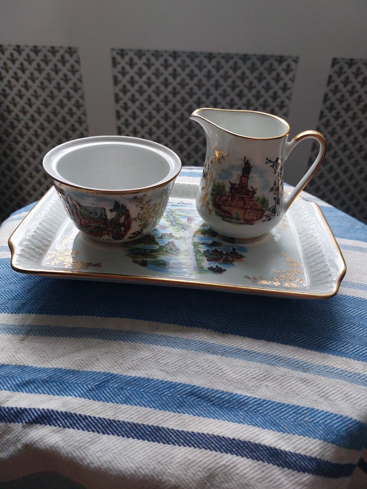 Vintage porseleinen set Rudesheim am Rhein, Antiek en Kunst, Ophalen of Verzenden