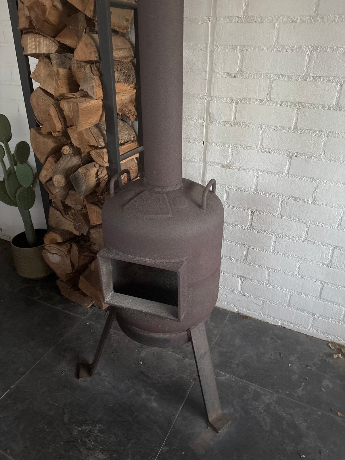 Houtkachel met rek (&hout), Huis en Inrichting, Kachels, Ophalen, Hout, Houtkachel