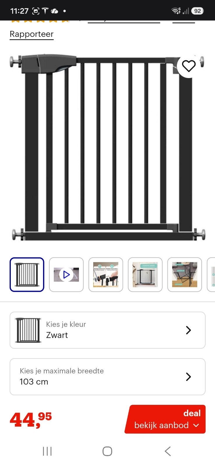 ADSafety Traphekje Zonder Boren - Zwart, Ophalen, 100 tot 115 cm, Zo goed als nieuw, Klemhekje