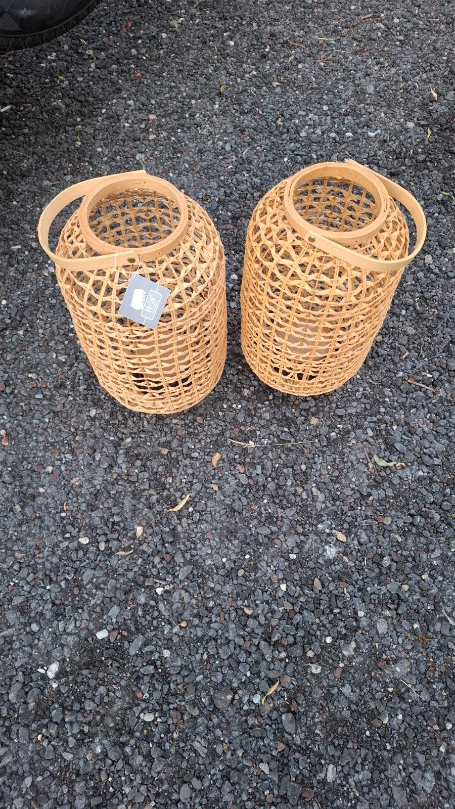 2x H&S rotan lantaarn, Huis en Inrichting, Woonaccessoires | Kandelaars en Kaarsen, Ophalen, Overige materialen, Gebruikt, Lantaarn