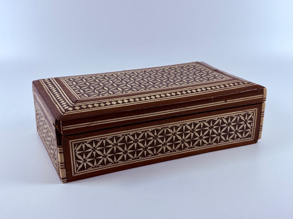Uniek Vintage Houten Kistje met Parelmoer Inleg, Antiek en Kunst, Ophalen of Verzenden