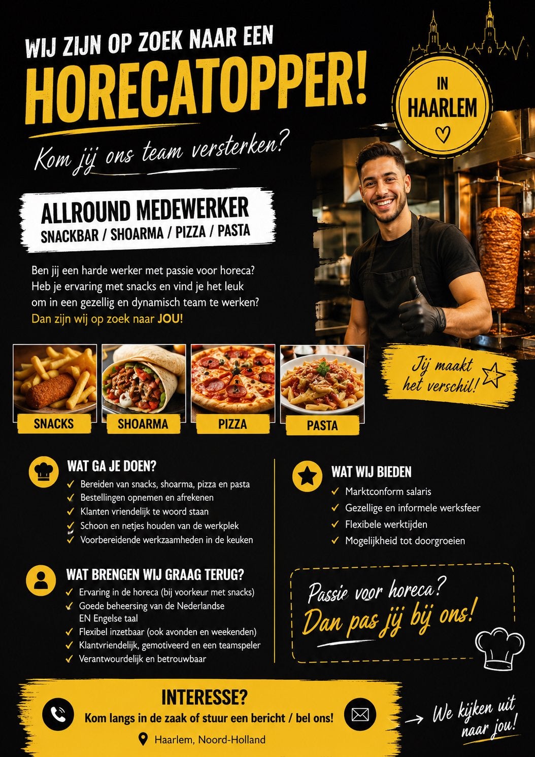 Wij zijn opzoek naar een horecatopper in Haarlem!, Vacatures, Vacatures | Horeca en Catering, 33 - 40 uur, Freelance of Uitzendbasis