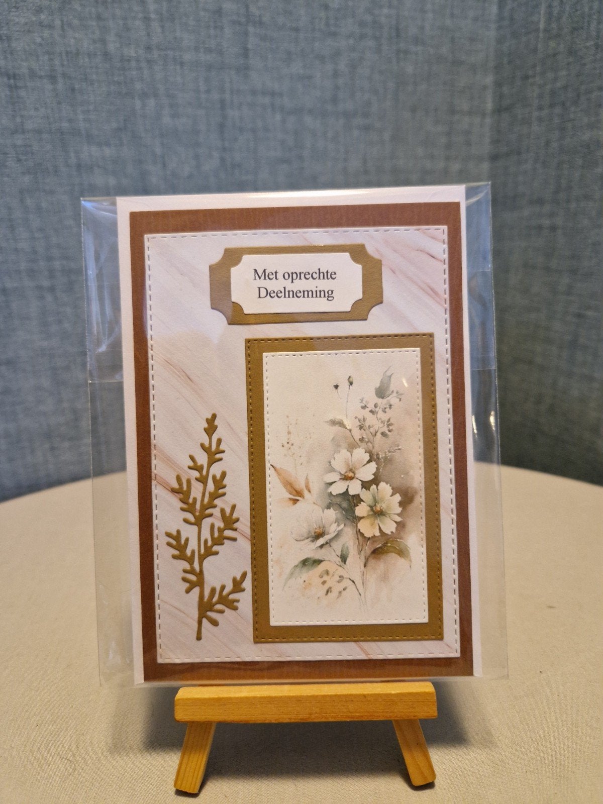 Kaartje condoleance crème/beige bloemen, Ophalen of Verzenden, Nieuw, Overige thema's