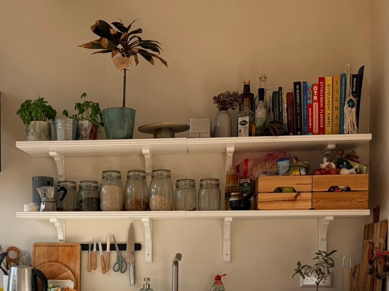 4x IKEA wandplanken wit, Ophalen, Gebruikt