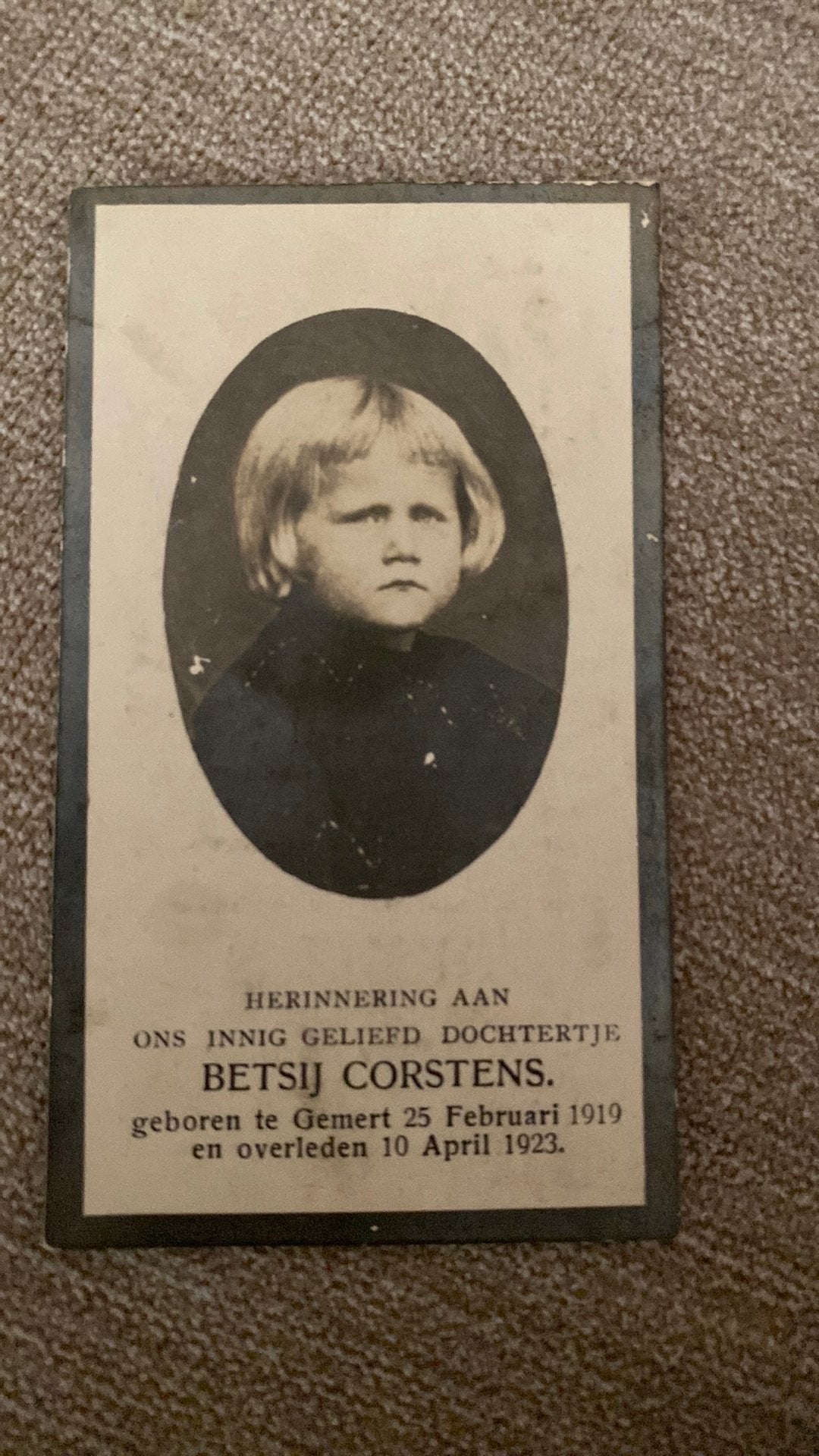 4-jarige Betsij Corstens 1919 Gemert 1923, Ophalen of Verzenden