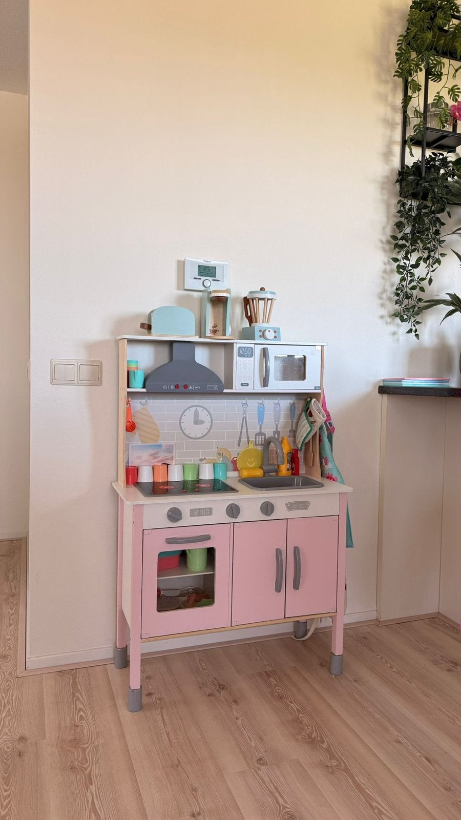 Houten Speelkeuken met Accessoires - Roze/Wit, Ophalen, Gebruikt, Hout, Speelkeuken